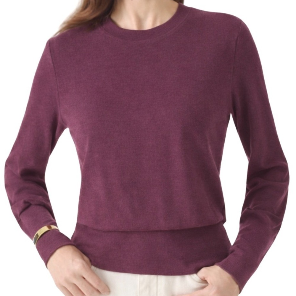NWT OGL ProWarm Brushed Brami Crewneck Top M Berry Eco-Mousse Built-in Bra‎
